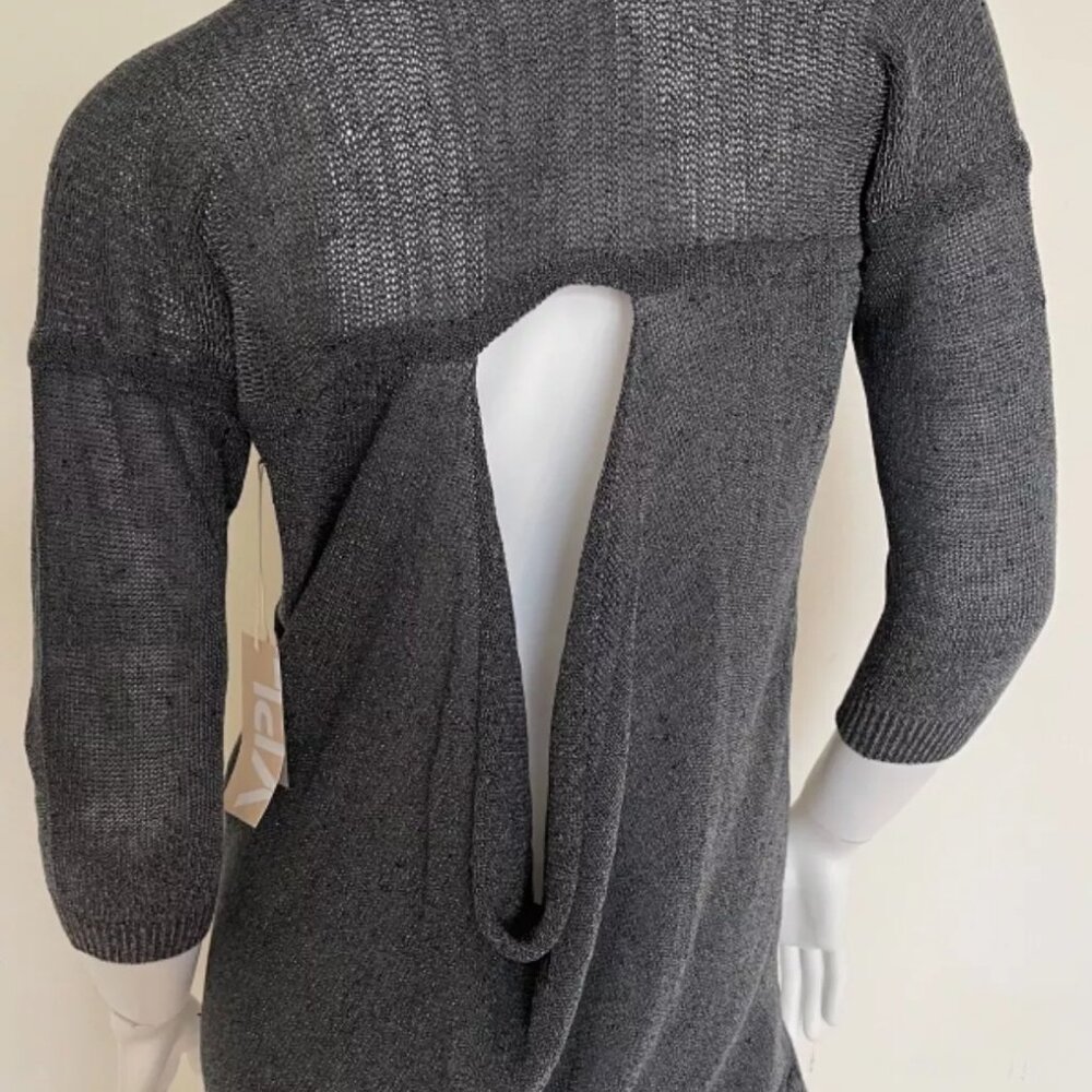 VPL LINEN KNIT BLOUSE DRESS LONG TOP TUNIC SWEATER BACK KEYHOLE M